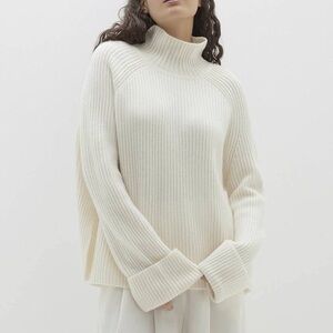 NakedCashmere Cream Ribbed Turtleneck